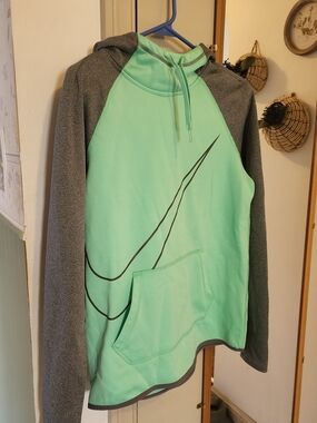 Nike Mint Green and Gray Pullover Hoodie